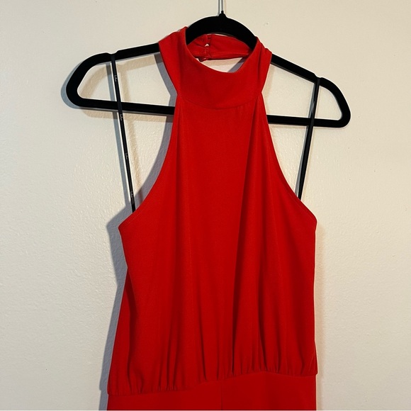 Lulu's Vibrant Red Halter Jumpsuit Size Large Formal Homecoming Holiday Party - Picture 5 of 10